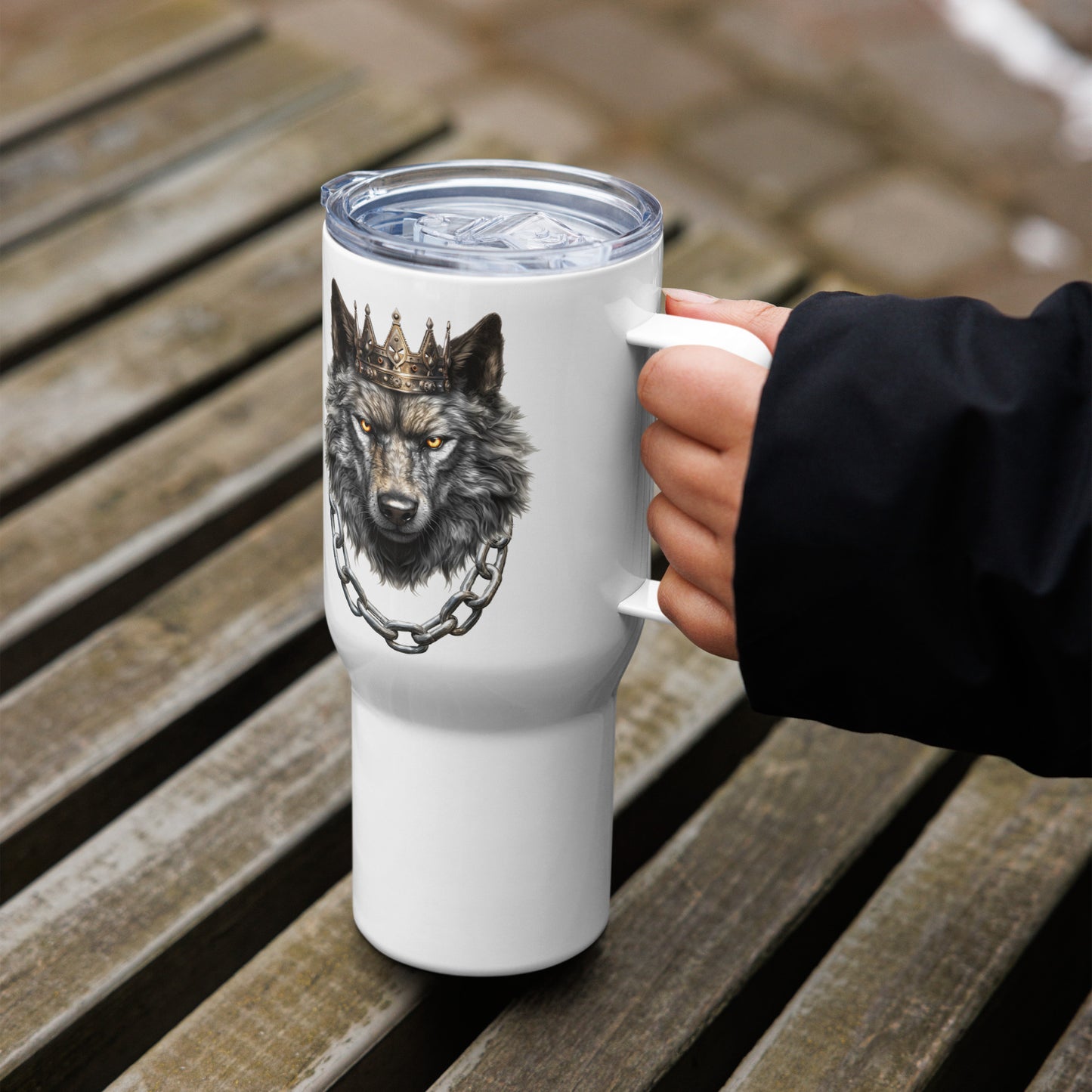 King Wolf - Travel mug with a handle