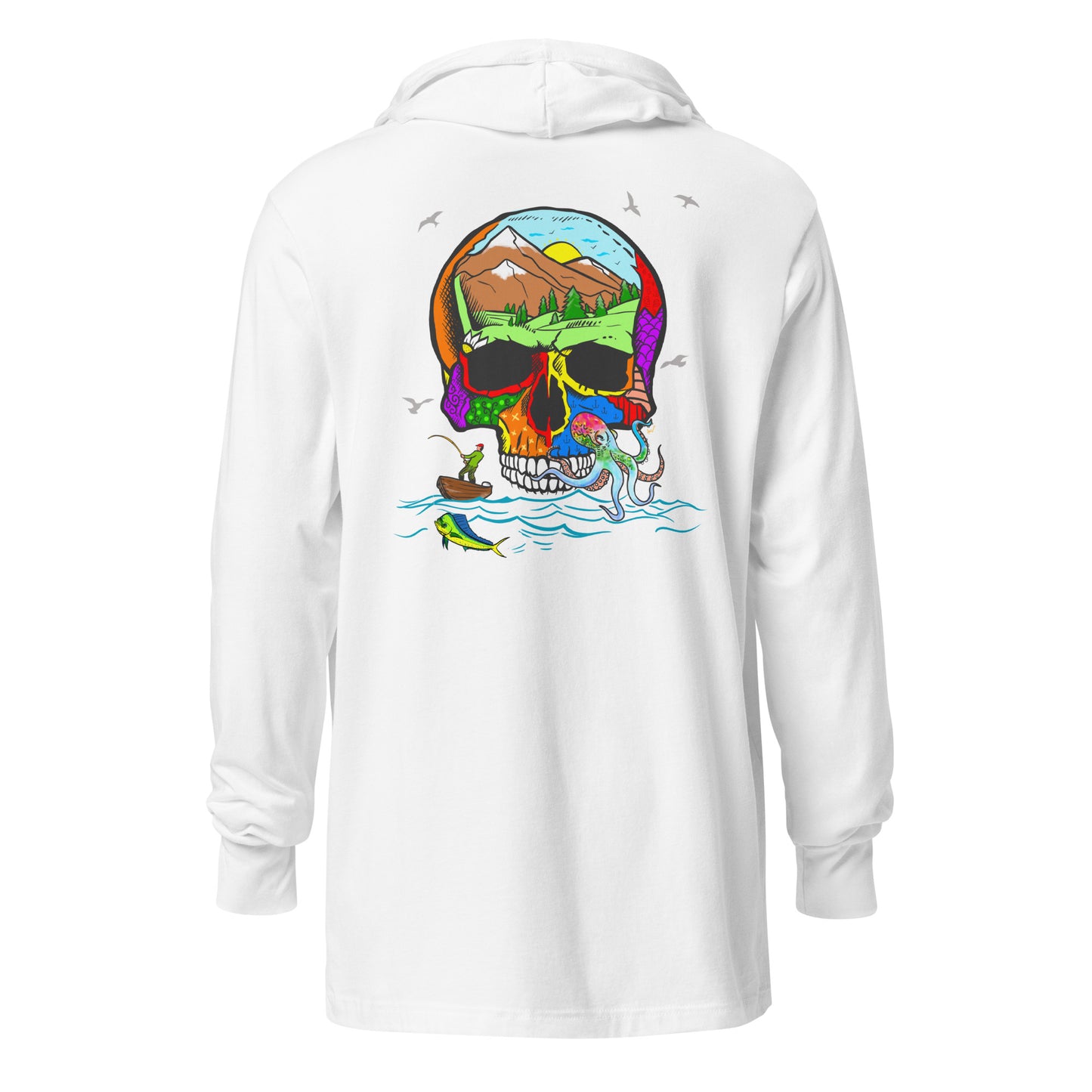 Fishing Skull - Hooded Long-sleeve tee