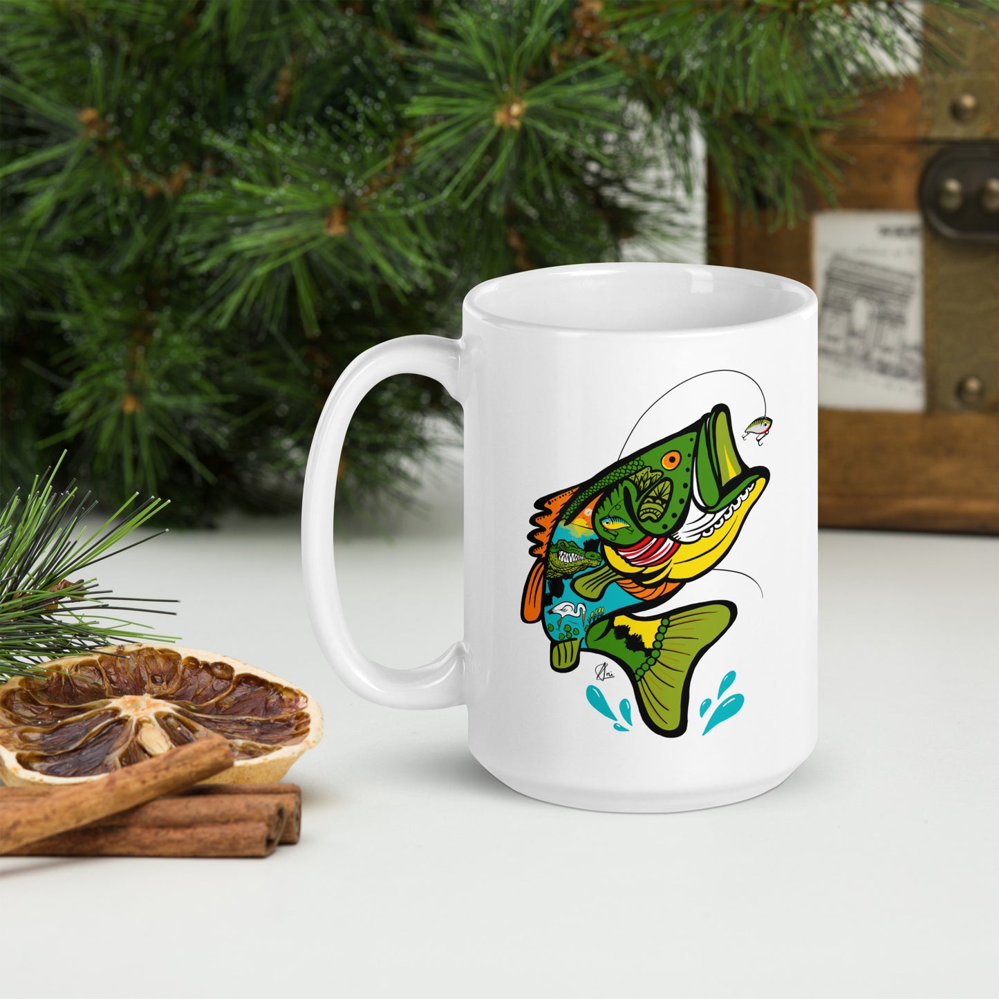 Bass - 15 oz White glossy mug