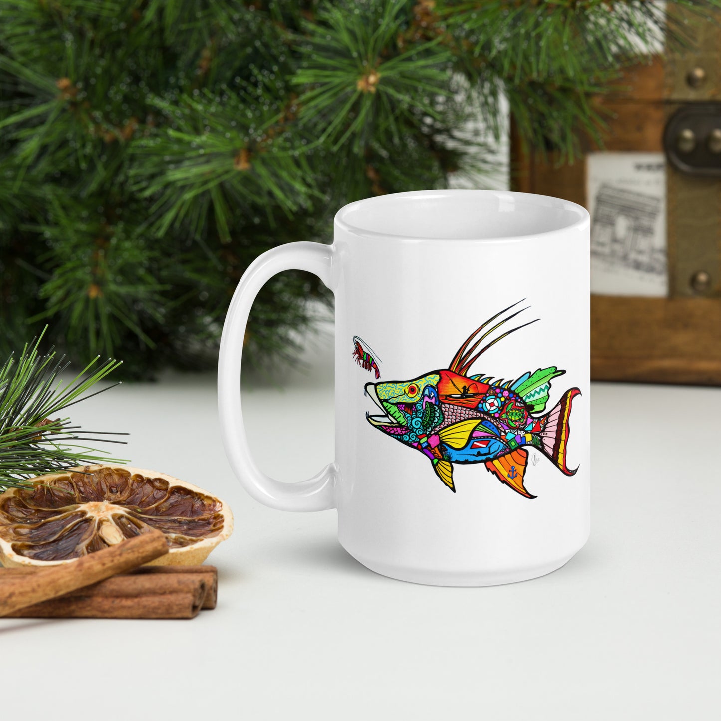 HogFish - 15 oz White glossy mug