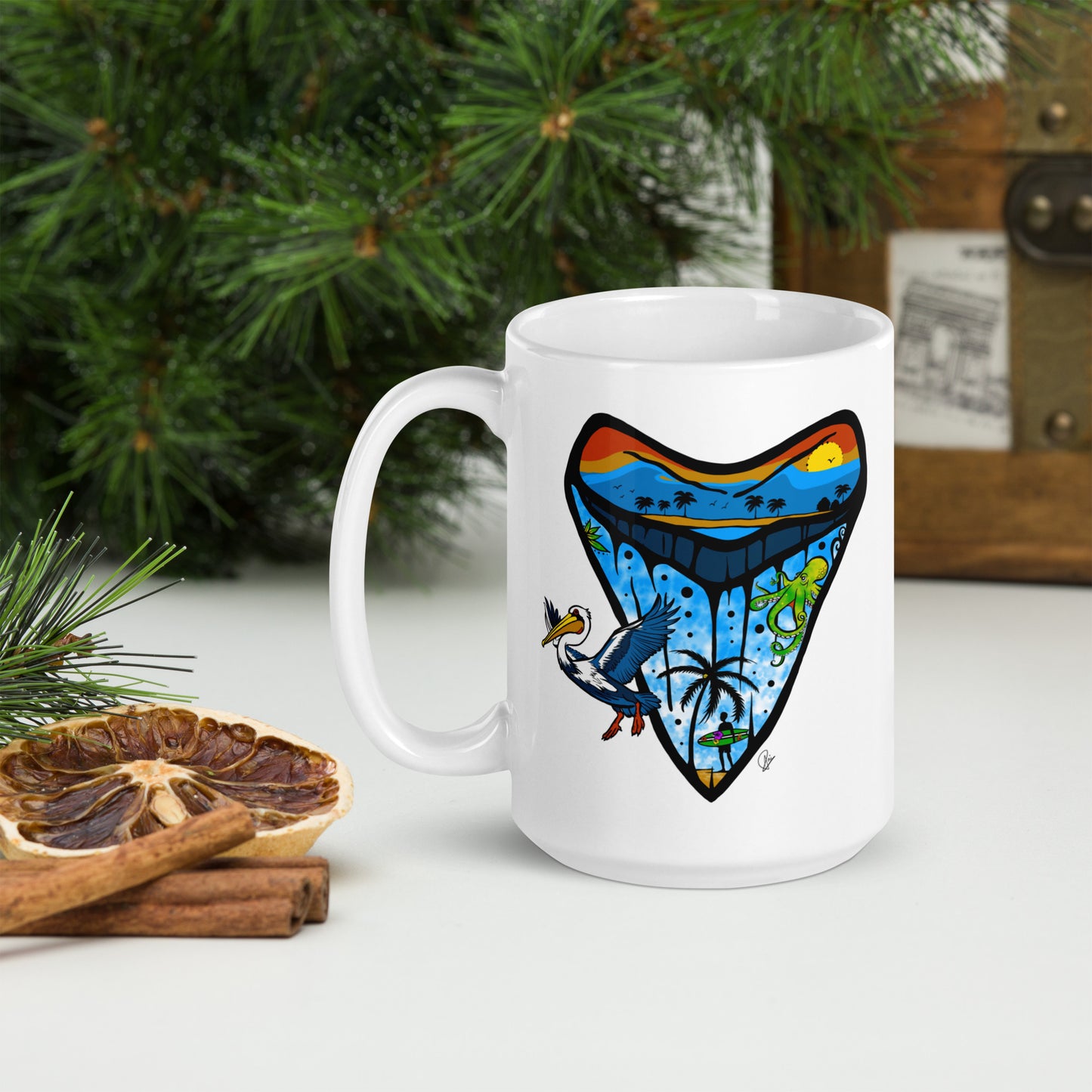 Shark Tooth - 15 oz White glossy mug