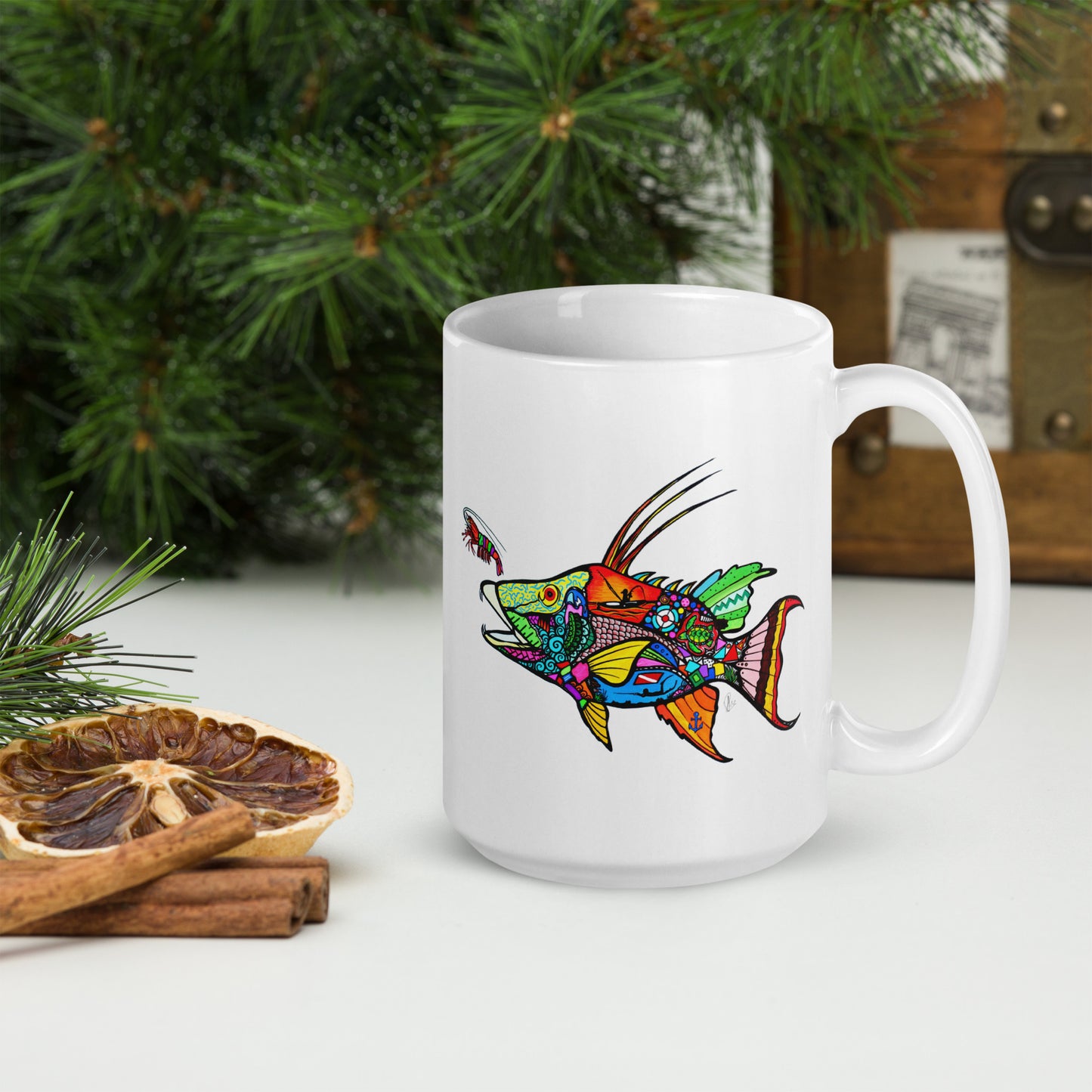 HogFish - 15 oz White glossy mug
